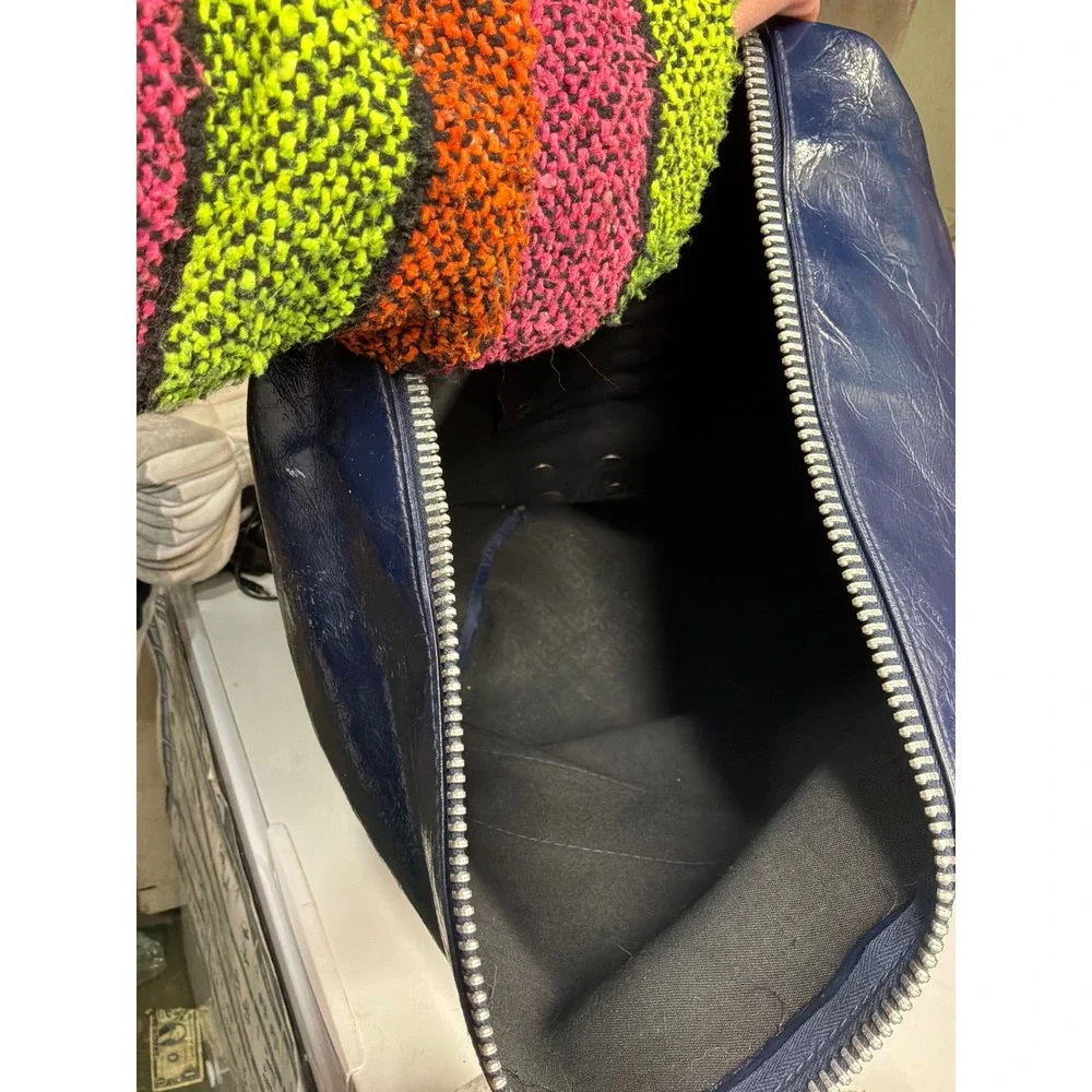 [Retro] Unisex Total-Care Vintage Barrel Duffel Bag OS Navy Red White‎